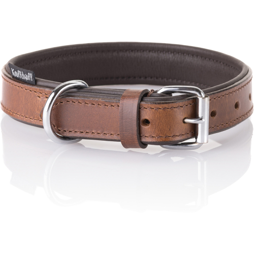 Knuffelwuff Soft Leather Dog Collar Basic Plus Brown, 19-25cm