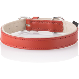 Knuffelwuff Soft Leather Dog Collar Basic Plus Red, 24-30cm