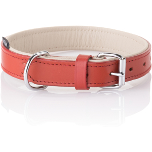 Knuffelwuff Soft Leather Dog Collar Basic Plus Red, 36-45cm