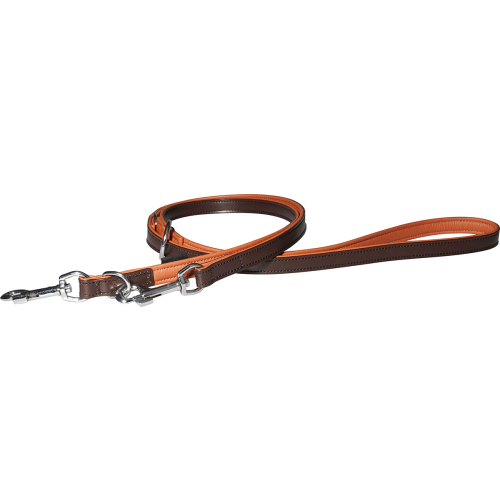 Knuffelwuff Adjustable Soft Leather Dog Lead Detroit Brown, Length 200cm, Width 1.2cm