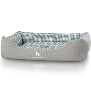 Knuffelwuff Checked Pattern Velour Dog Bed Lennard