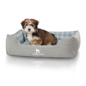 Knuffelwuff Checked Pattern Velour Dog Bed Lennard M-L 85...