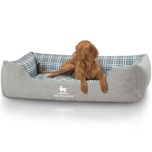 Knuffelwuff Check-Pattern Velour Dog Bed Lennard XL 105 x...