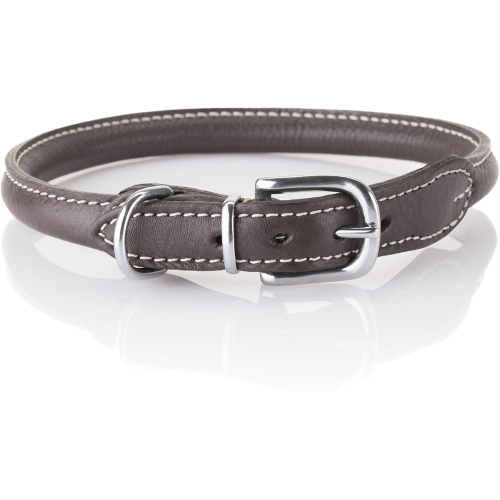 Knuffelwuff Soft Leather Round Dog Collar Hoopa Brown, 33-37cm, 8mm