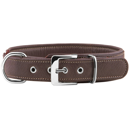 Knuffelwuff Soft Leather Dog Collar Glendale Brown, 33-40cm, 4cm