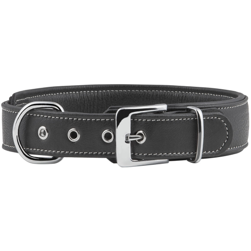 Knuffelwuff Soft Leather Dog Collar Glendale Black, 33-40cm, 4cm