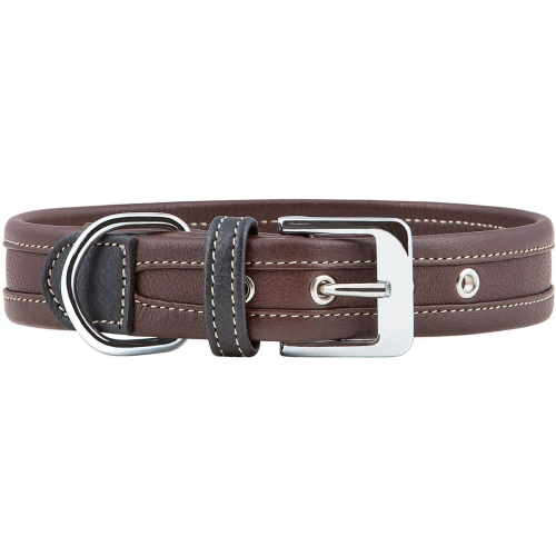 Knuffelwuff Soft Leather Dog Collar Midpines Brown, 30-37cm, 2.8cm