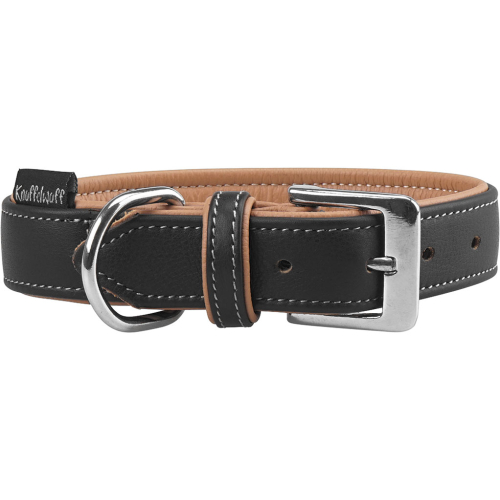 Knuffelwuff Soft Leather Dog Collar Arcadia Black, 21-25cm, 1.8cm