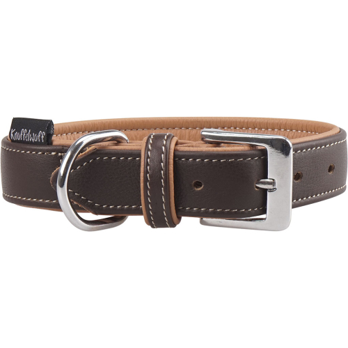 Knuffelwuff Soft Leather Dog Collar Arcadia Brown, 24-30cm, 1.8cm