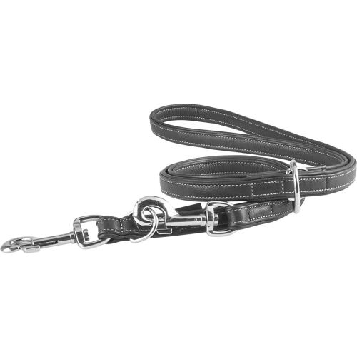 Knuffelwuff Adjustable Soft Leather Dog Lead Midpines Black, Length 200cm, Width 2.0cm