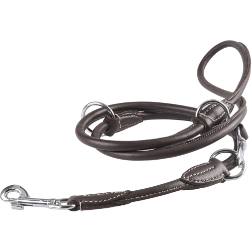 Knuffelwuff Adjustable Soft Leather Round Dog Lead Hoopa Brown, Length 200cm, Width 0.8cm