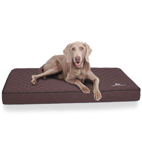 Knuffelwuff Laser-Quilted Artificial Leather Orthopaedic Dog Mat Juna L 78 x 65cm Brown