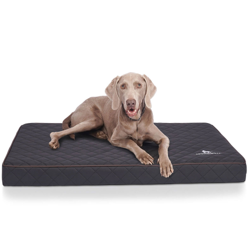 Knuffelwuff Laser-Quilted Artificial Leather Orthopaedic Dog Mat Juna L 78 x 65cm Black