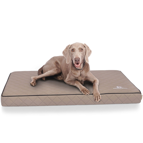 Knuffelwuff Laser-Quilted Artificial Leather Orthopaedic Dog Mat Juna L 78 x 65cm Grey