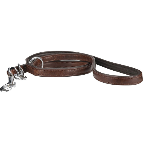 Knuffelwuff Adjustable Soft Leather Dog Lead Basic Plus Brown, Length 200cm, Width 1.5cm