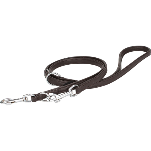 Knuffelwuff Adjustable Soft Leather Dog Lead Basic Plus Dark Brown, Length 200cm, Width 1.5cm