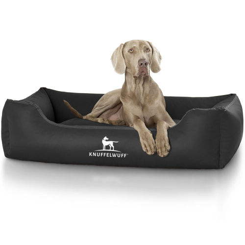 Knuffelwuff Artificial Leather Dog Bed Sidney XL 105 x 75cm Black