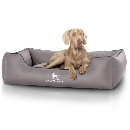 Knuffelwuff Laser-Quilted Artificial Leather Orthopaedic Dog Bed Madison XXL 120 x 85cm Grey