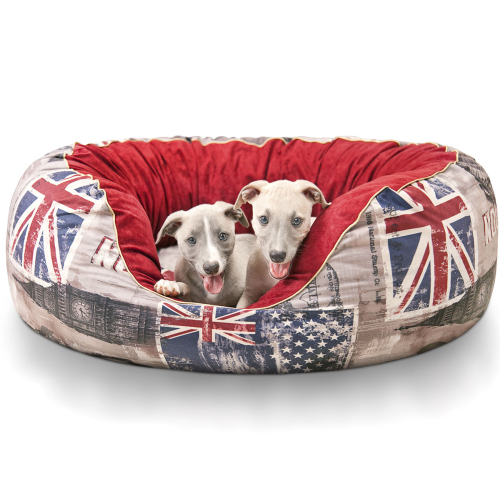 Knuffelwuff Velour Dog Bed Alidho L 80 x 80cm Union Jack