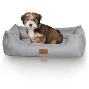 Knuffelwuff Velour Dog Bed Dreamline M-L 85 x 63cm Grey
