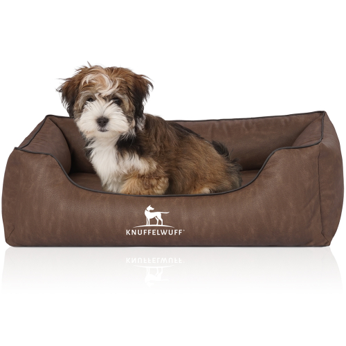 Knuffelwuff Artificial Leather Orthopaedic Dog Bed Rockland M-L 85 x 63cm Brown