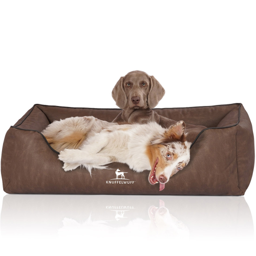 Knuffelwuff Artificial Leather Orthopaedic Dog Bed Rockland XXL 120 x 85cm Brown