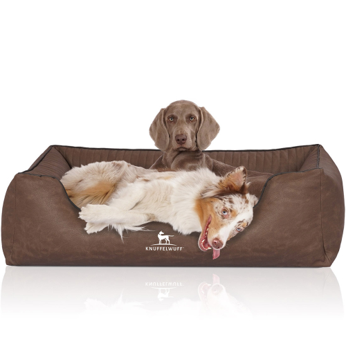Knuffelwuff Laser-Quilted Artificial Leather Orthopaedic Dog Bed Columbia XL 105 x 75cm Brown