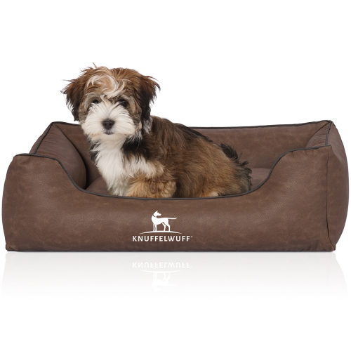 Knuffelwuff Artificial Leather  Dog Bed Scottsdale M-L 85 x 63cm Brown