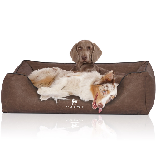 Knuffelwuff Artificial Leather  Dog Bed Scottsdale XXL 120 x 85cm Brown
