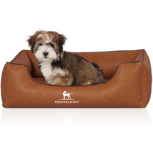 Knuffelwuff Artificial Leather Dog Bed Henderson M-L 85 x 63cm Rust
