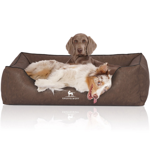 Knuffelwuff Artificial Leather Dog Bed Henderson XL 105 x 75cm Brown