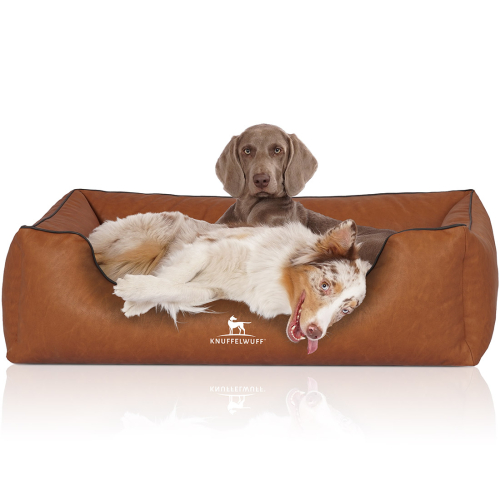 Knuffelwuff Artificial Leather Dog Bed Henderson XL 105 x 75cm Rust
