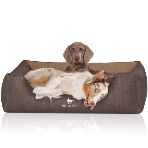 Knuffelwuff Laser-Quilted Artificial Leather Orthopaedic Dog Bed Outlander XXL 120 x 85cm Coffee/Brown