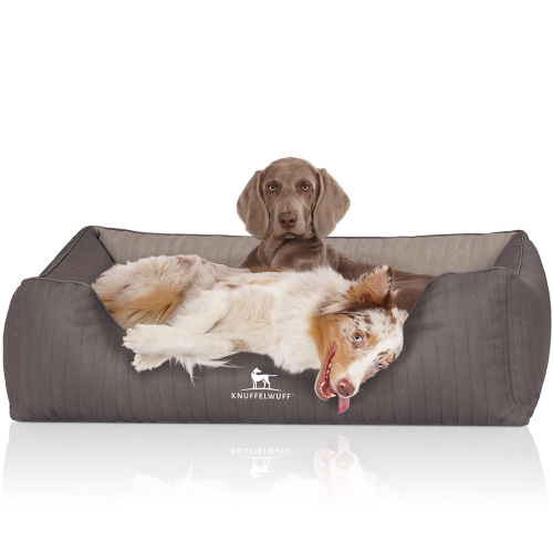 Knuffelwuff Laser-Quilted Artificial Leather Orthopaedic Dog Bed Outlander XXL 120 x 85cm Dark grey