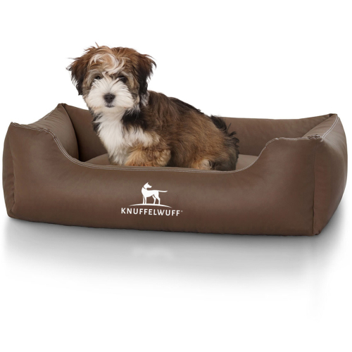 Knuffelwuff Artificial Leather Dog Bed Sidney M-L 85 x 63cm Brown