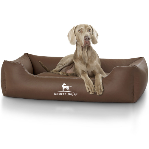 Knuffelwuff Artificial Leather Dog Bed Sidney XXL 120 x 85cm Brown