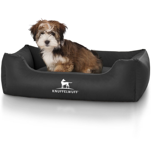 Knuffelwuff Artificial Leather Dog Bed Sidney M-L 85 x 63cm Black