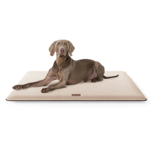 Knuffelwuff Calliope cosy dog mat made of teddy material, 88 x 55, beige