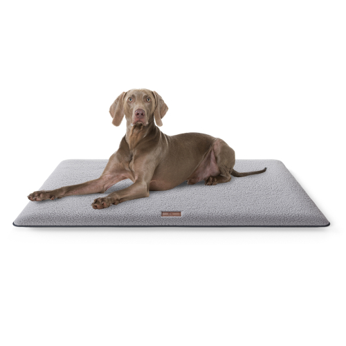 Knuffelwuff Calliope cosy dog mat made of teddy material, 100 x 70, grey