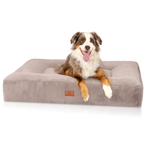 Knuffelwuff Midland orthopaedic dog bed with snuggly-soft faux rabbit fur, 80 x 60 cm